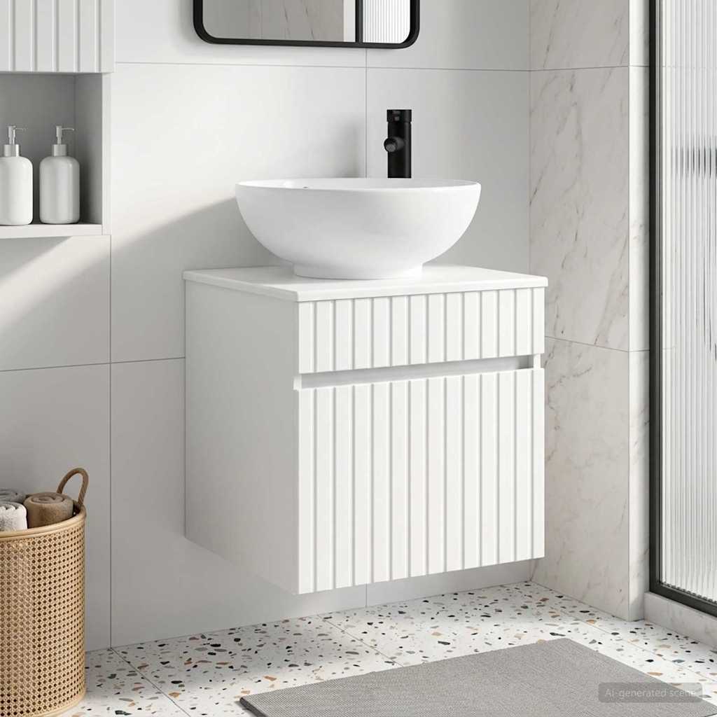 Meuble de lavabo mural Blanc brillant 49 x 44,5 x 66,5 cm