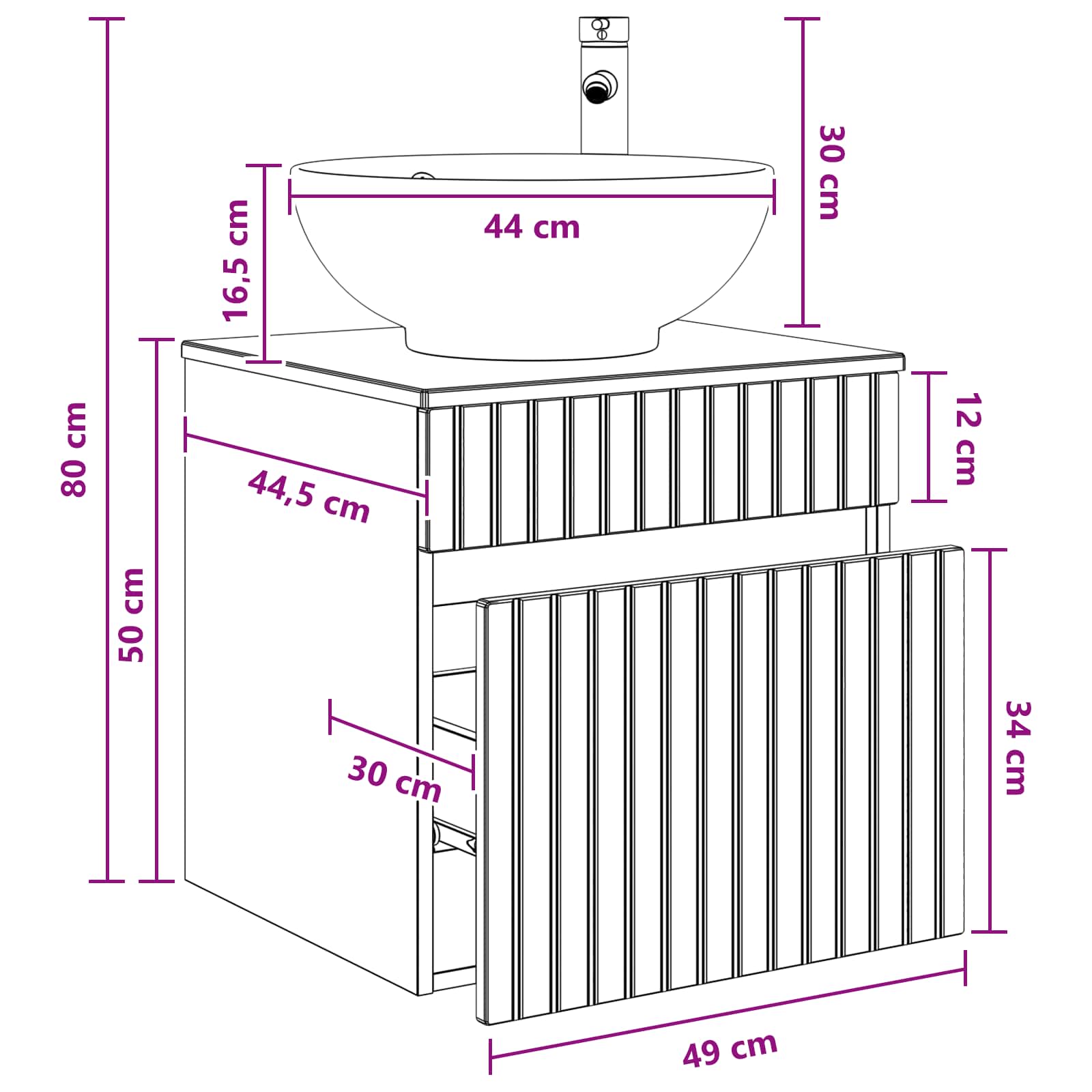 Meuble de lavabo mural Sonoma gris 49 x 44,5 x 66,5 cm