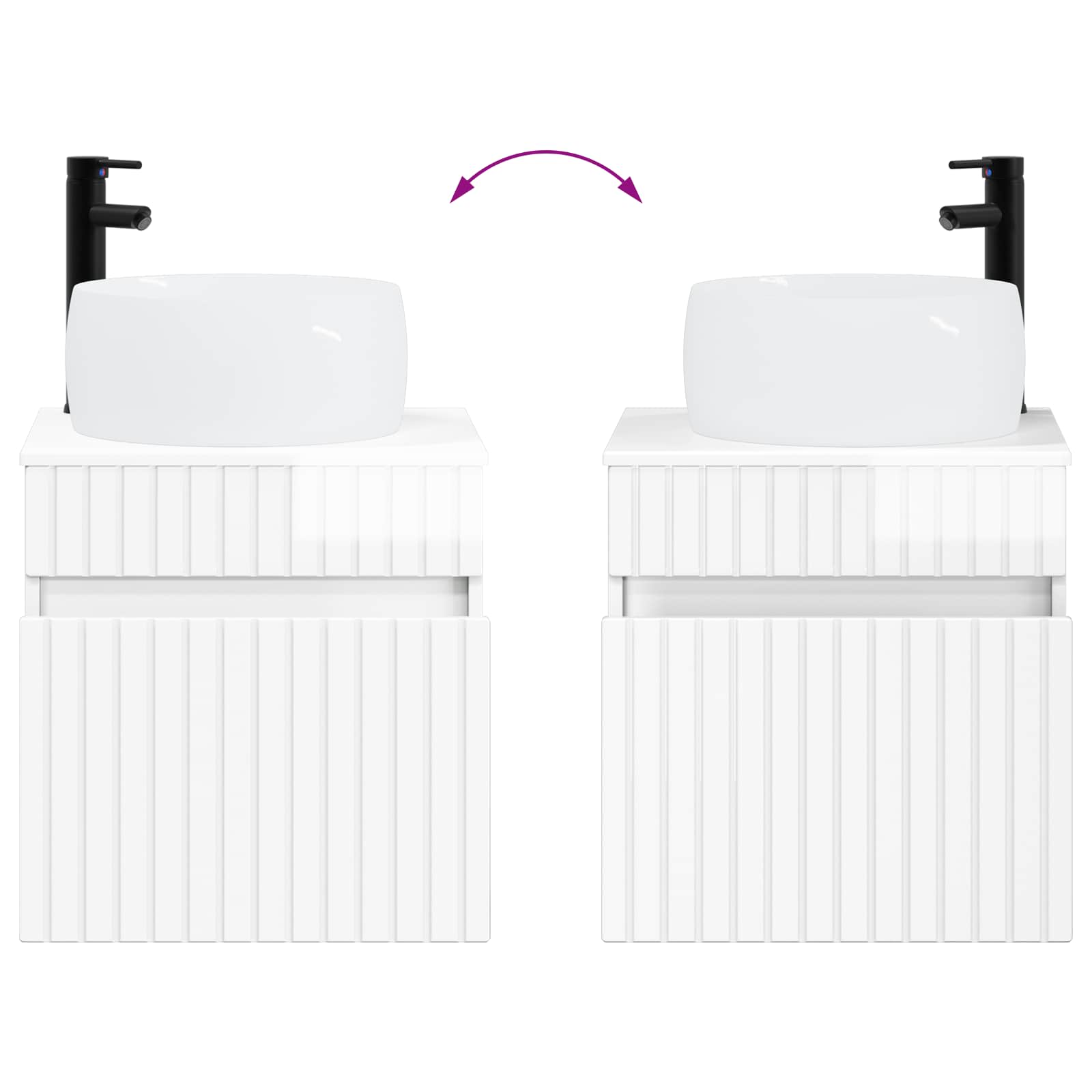 Meuble de lavabo mural Blanc brillant 49 x 44,5 x 66 cm