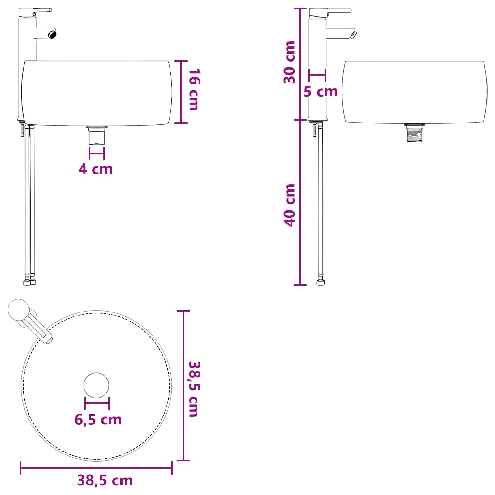Meuble de lavabo mural Chêne fumé 49 x 44,5 x 66 cm