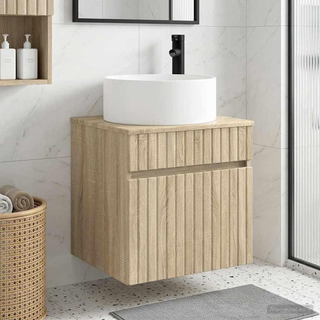 Meuble de lavabo mural Chêne Sonoma 49 x 44,5 x 65,5 cm