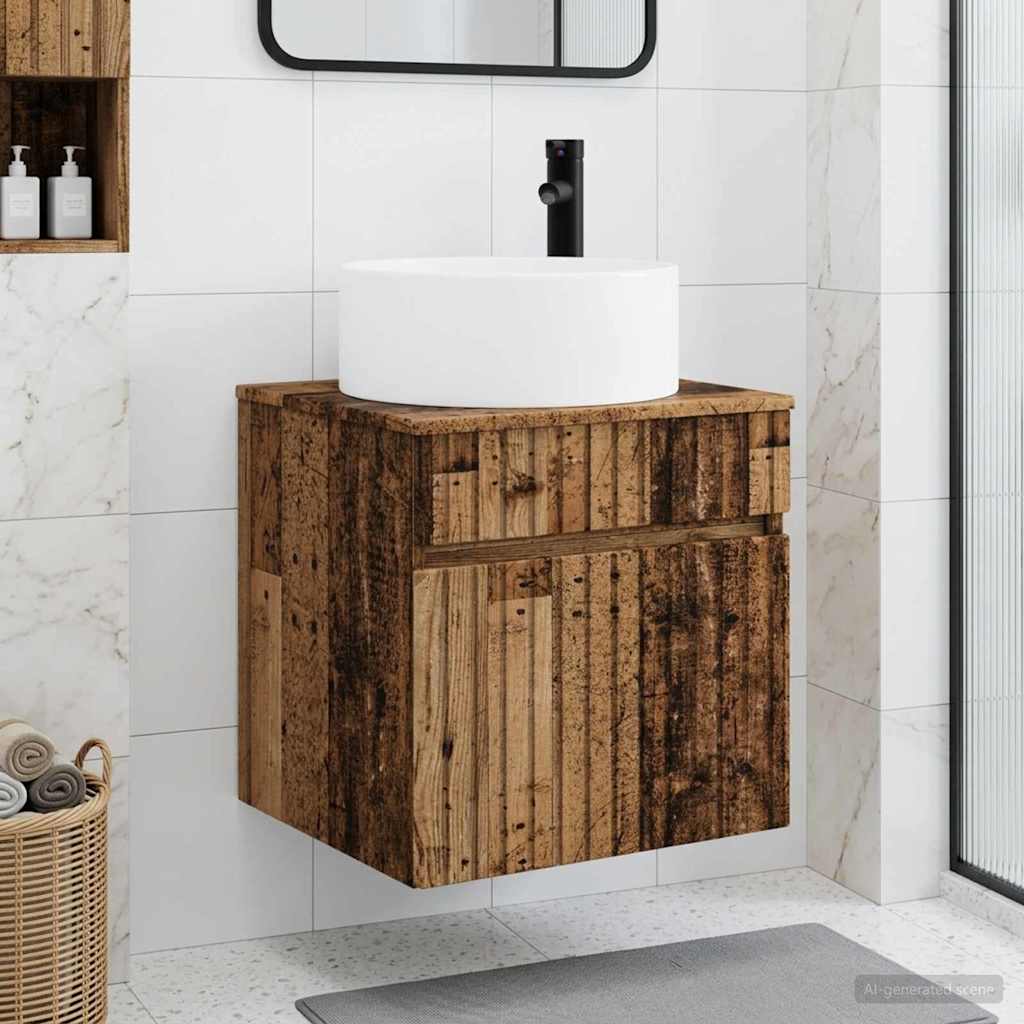 Meuble de lavabo mural Bois ancien 49 x 44,5 x 65,5 cm