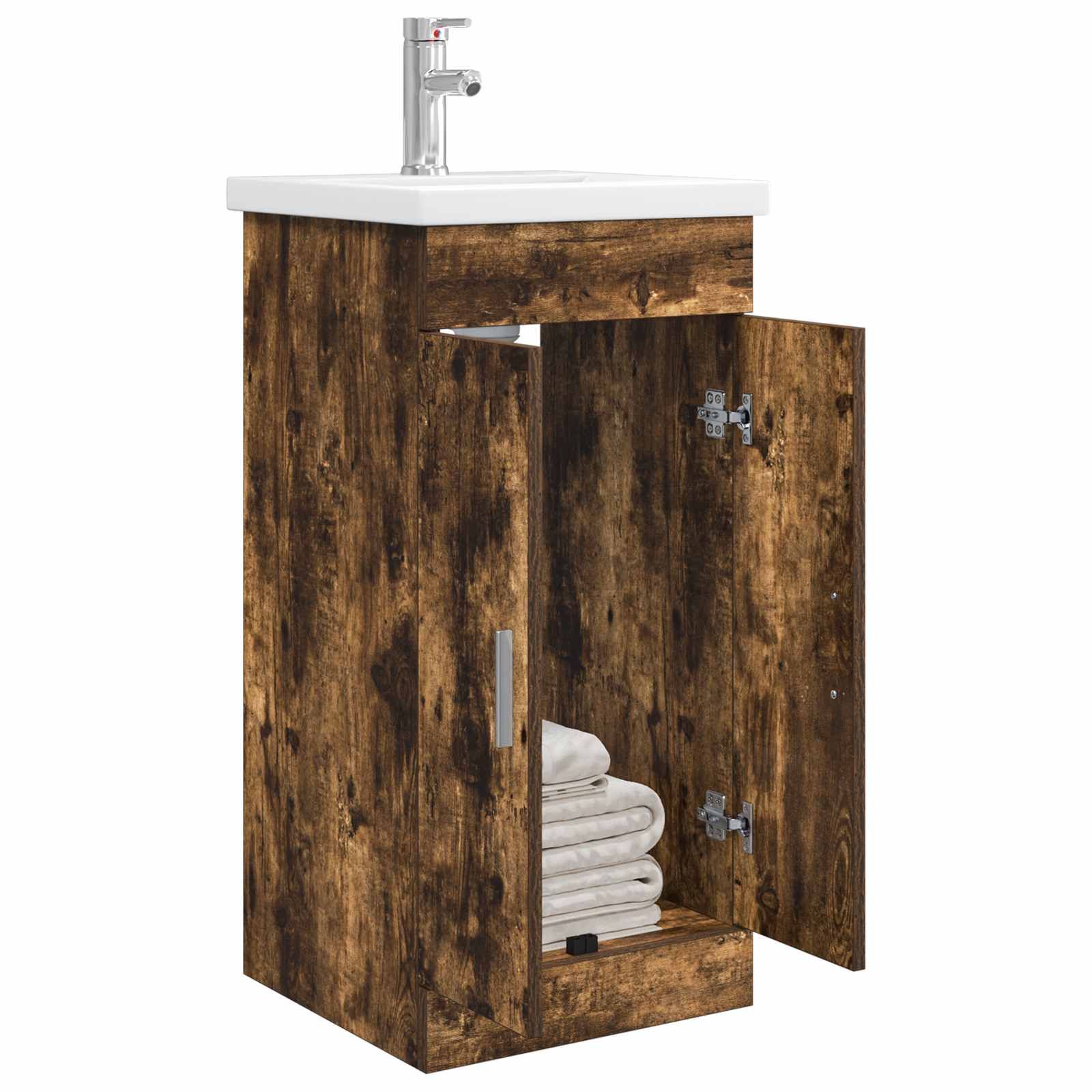 Meuble de salle de bain avec évier Chêne fumé 42 x 40 x 84,5 cm
