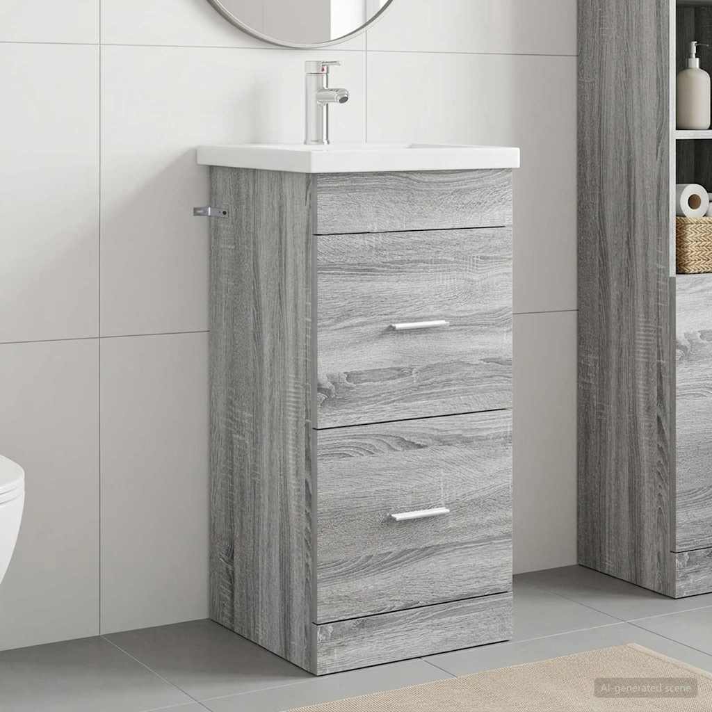 Meuble de salle de bain avec évier Sonoma gris