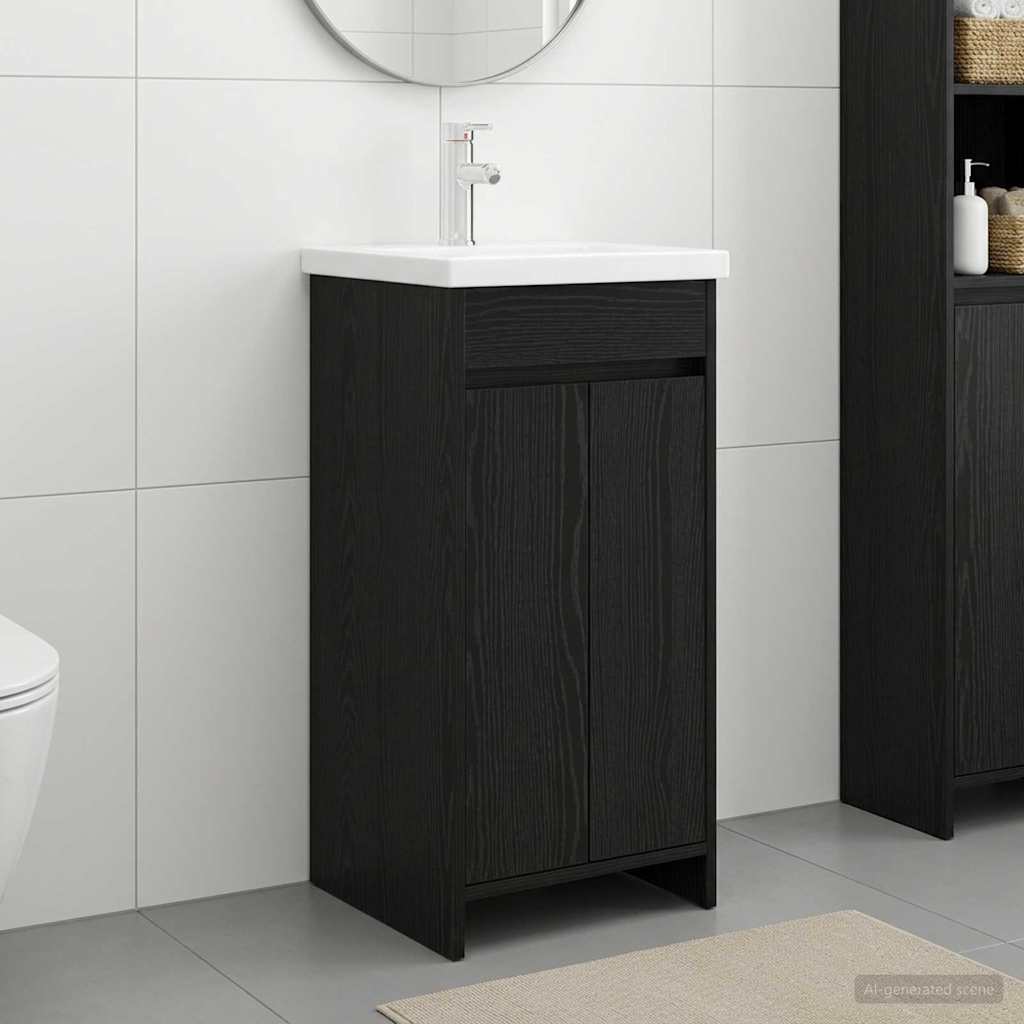Meuble de salle de bain avec évier Chêne noir 42 x 40 x 84,5 cm