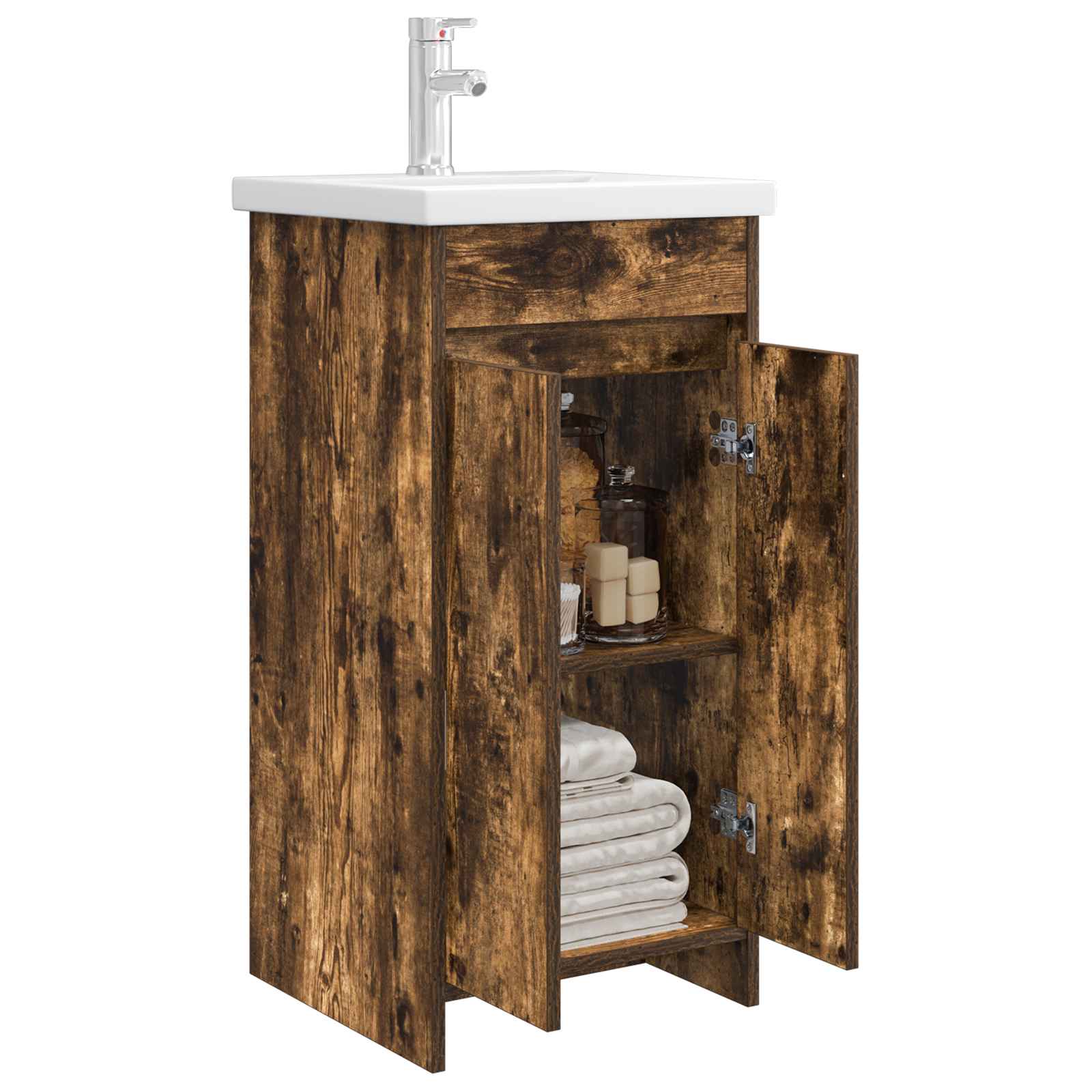 Meuble de salle de bain avec évier Chêne fumé 42 x 40 x 84,5 cm