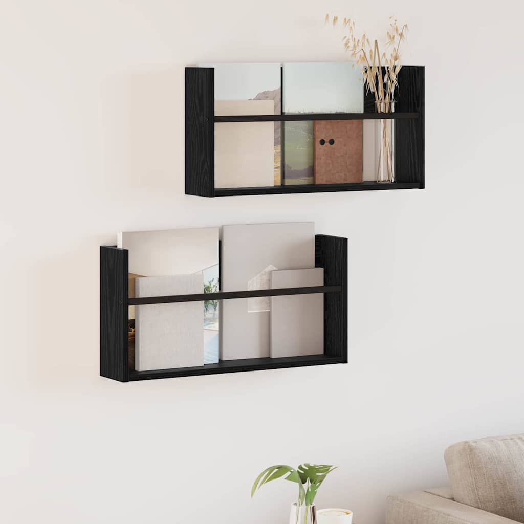 Étagère à magazines 2 pcs Chêne noir 60 x 12 x 30 cm - XIOS