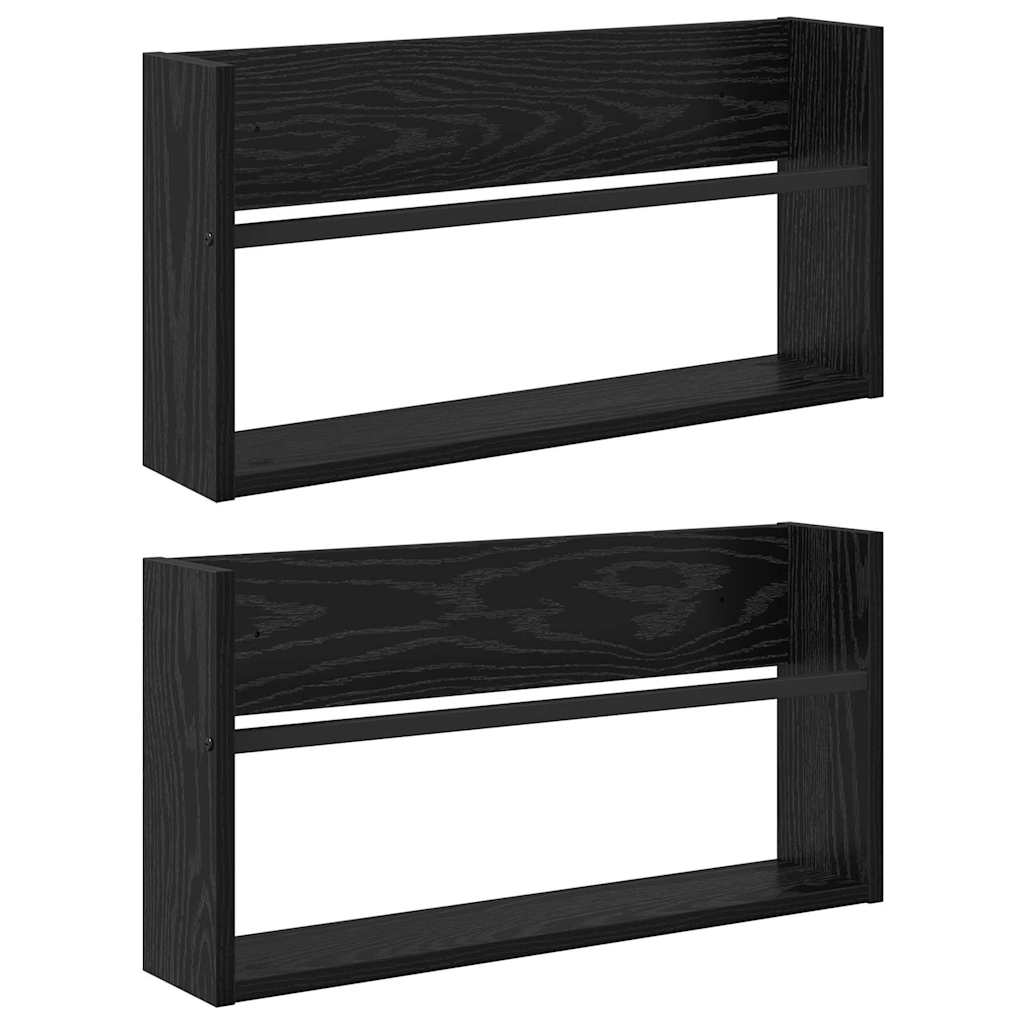 Étagère à magazines 2 pcs Chêne noir 60 x 12 x 30 cm - XIOS