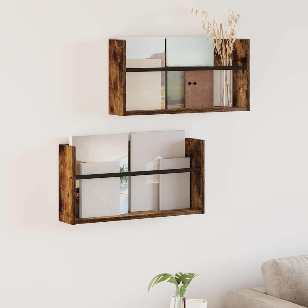Étagère à magazines 2 pcs Chêne fumé 60 x 12 x 30 cm - XIOS