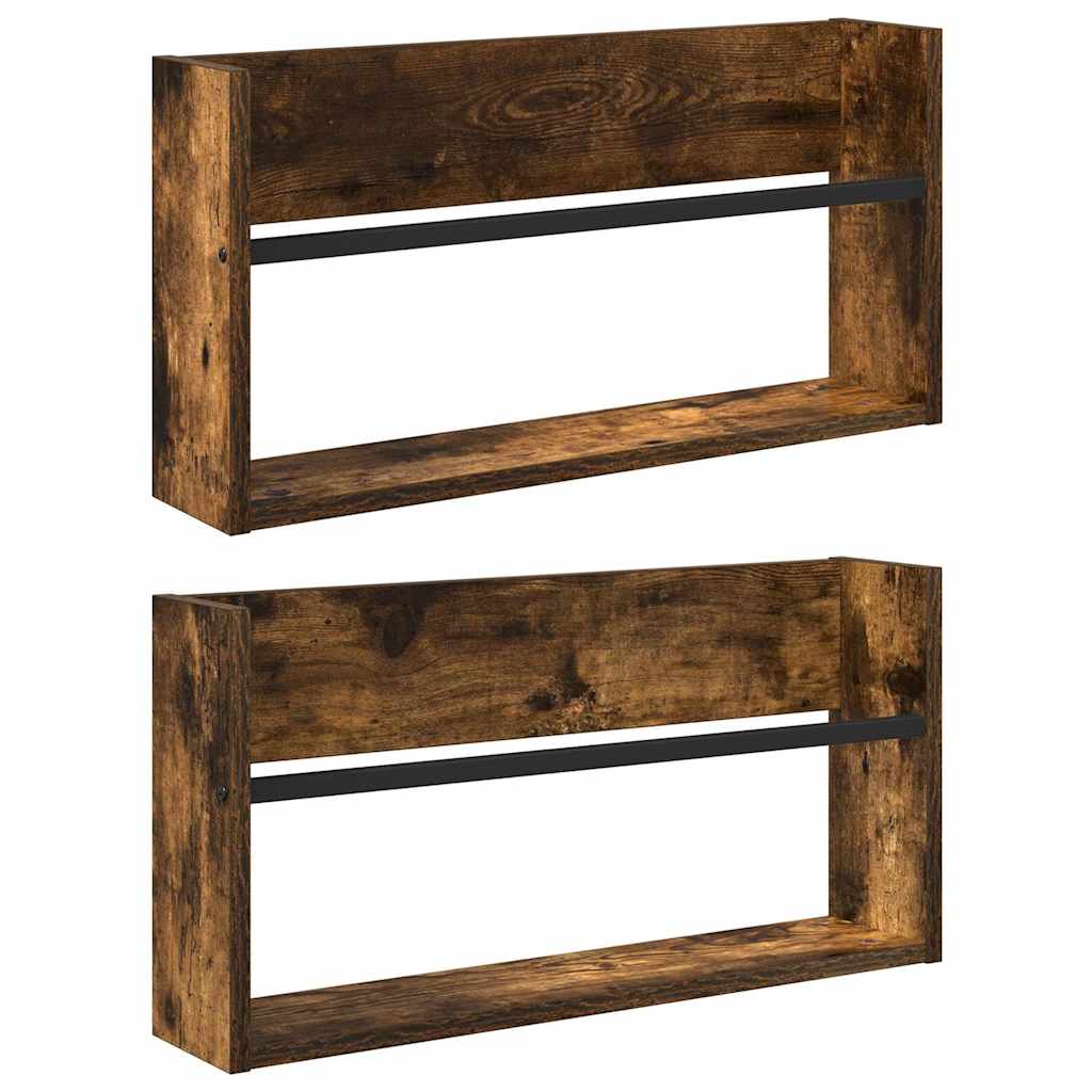 Étagère à magazines 2 pcs Chêne fumé 60 x 12 x 30 cm - XIOS