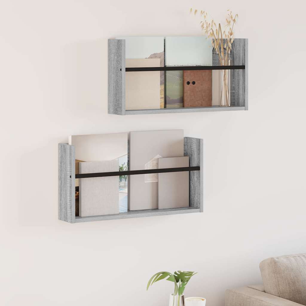 Étagère à magazines 2 pcs Gris Sonoma 60 x 12 x 30 cm - XIOS