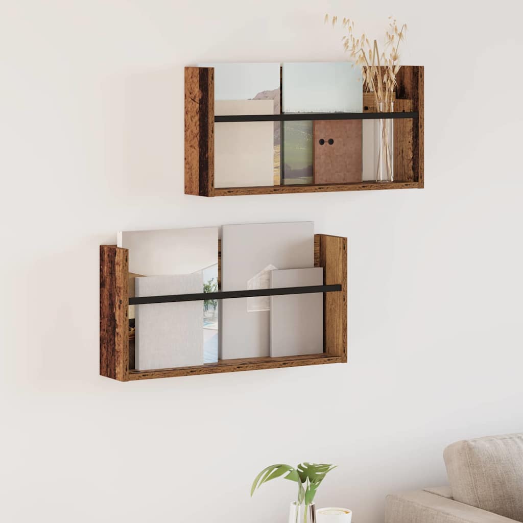 Étagère à magazines 2 pcs Bois ancien 60 x 12 x 30 cm - XIOS