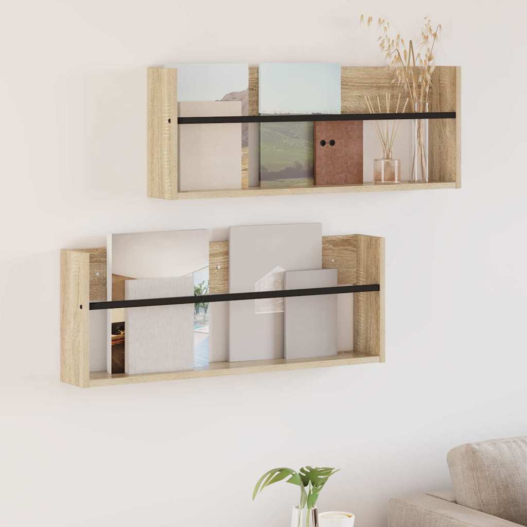 Étagère à magazines 2 pcs Chêne Sonoma 80 x 12 x 30 cm - XIOS
