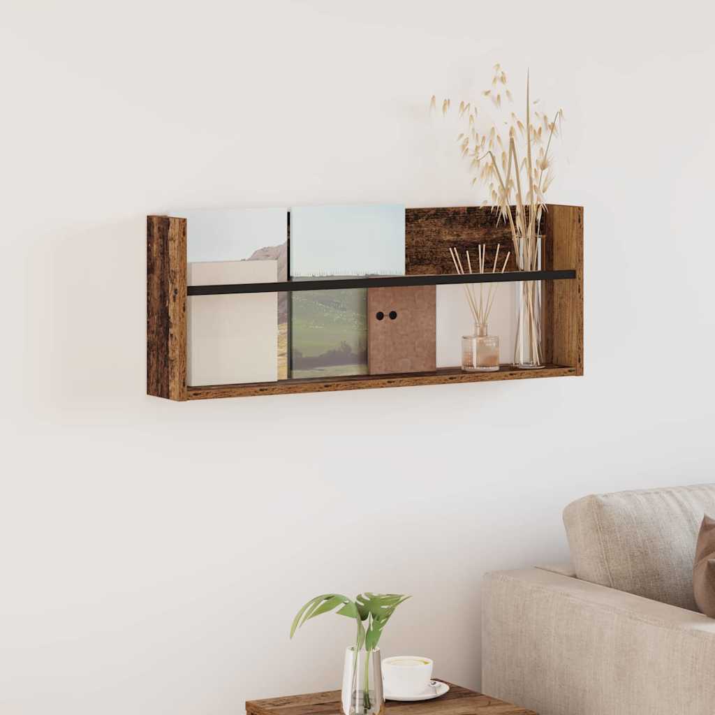 Étagère à magazines avec étagère Bois ancien 80 x 12 x 30 cm - XIOS