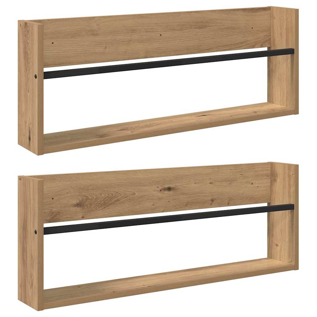 Étagère à magazines 2 pcs Chêne artisanal 80 x 12 x 30 cm - XIOS