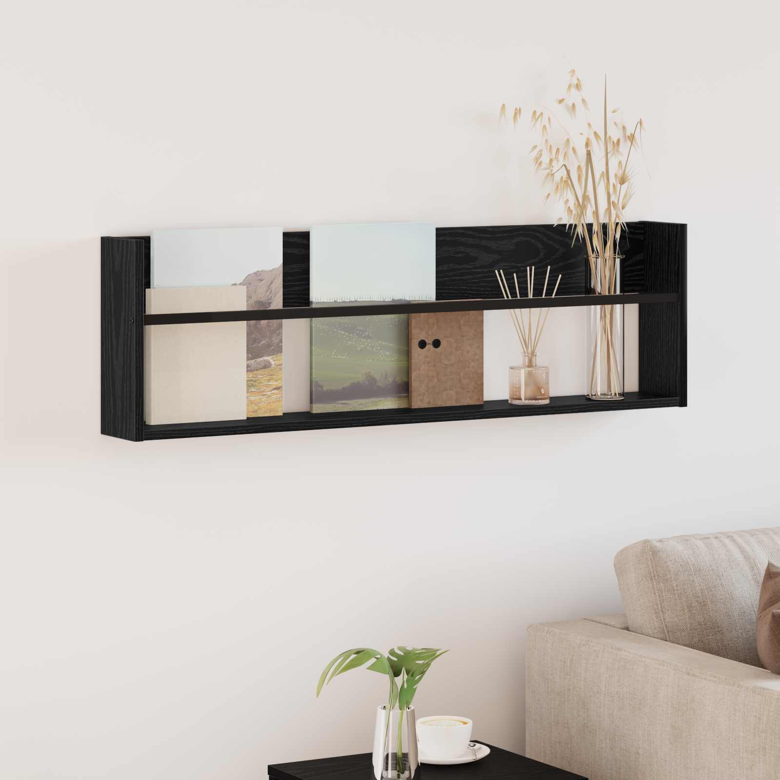 Étagère à magazines avec étagère Chêne noir 100 x 12 x 30 cm - XIOS
