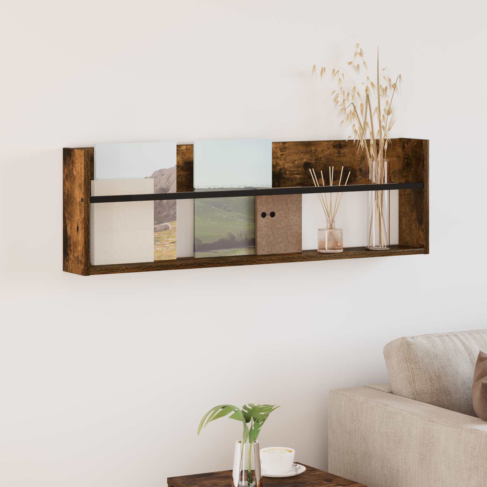 Étagère à magazines avec étagère Chêne fumé 100 x 12 x 30 cm - XIOS