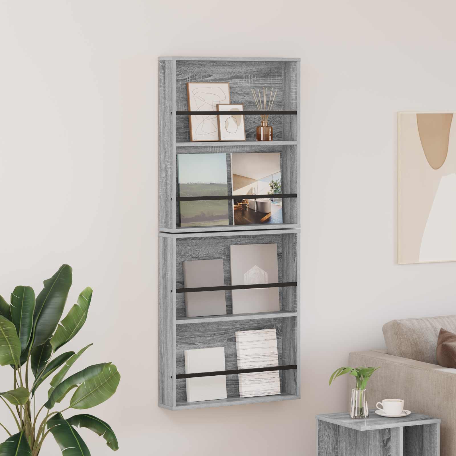 Étagère à magazines 2 pc Gris Sonoma 60 x 12 x 70 cm - XIOS