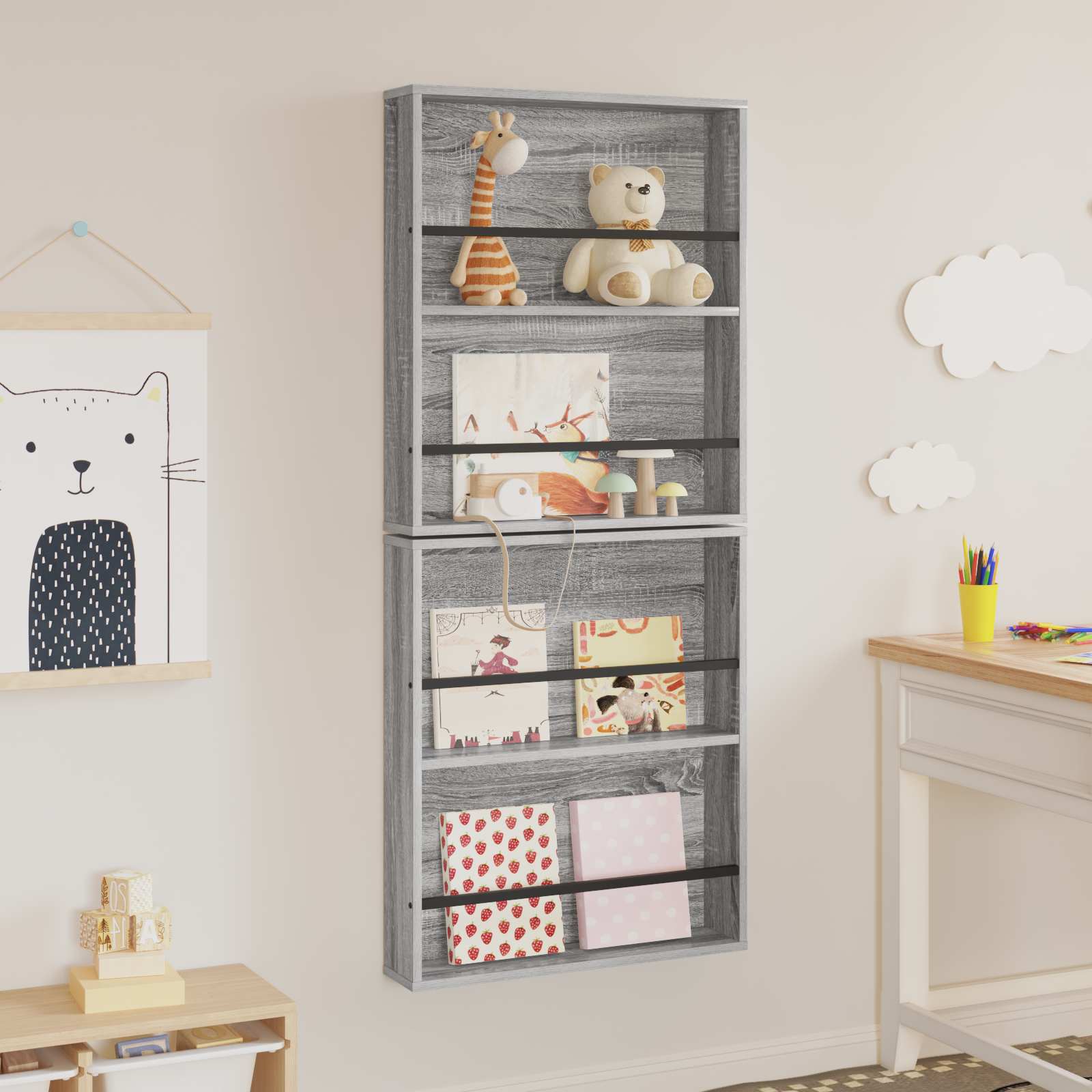 Étagère à magazines 2 pc Gris Sonoma 60 x 12 x 70 cm - XIOS