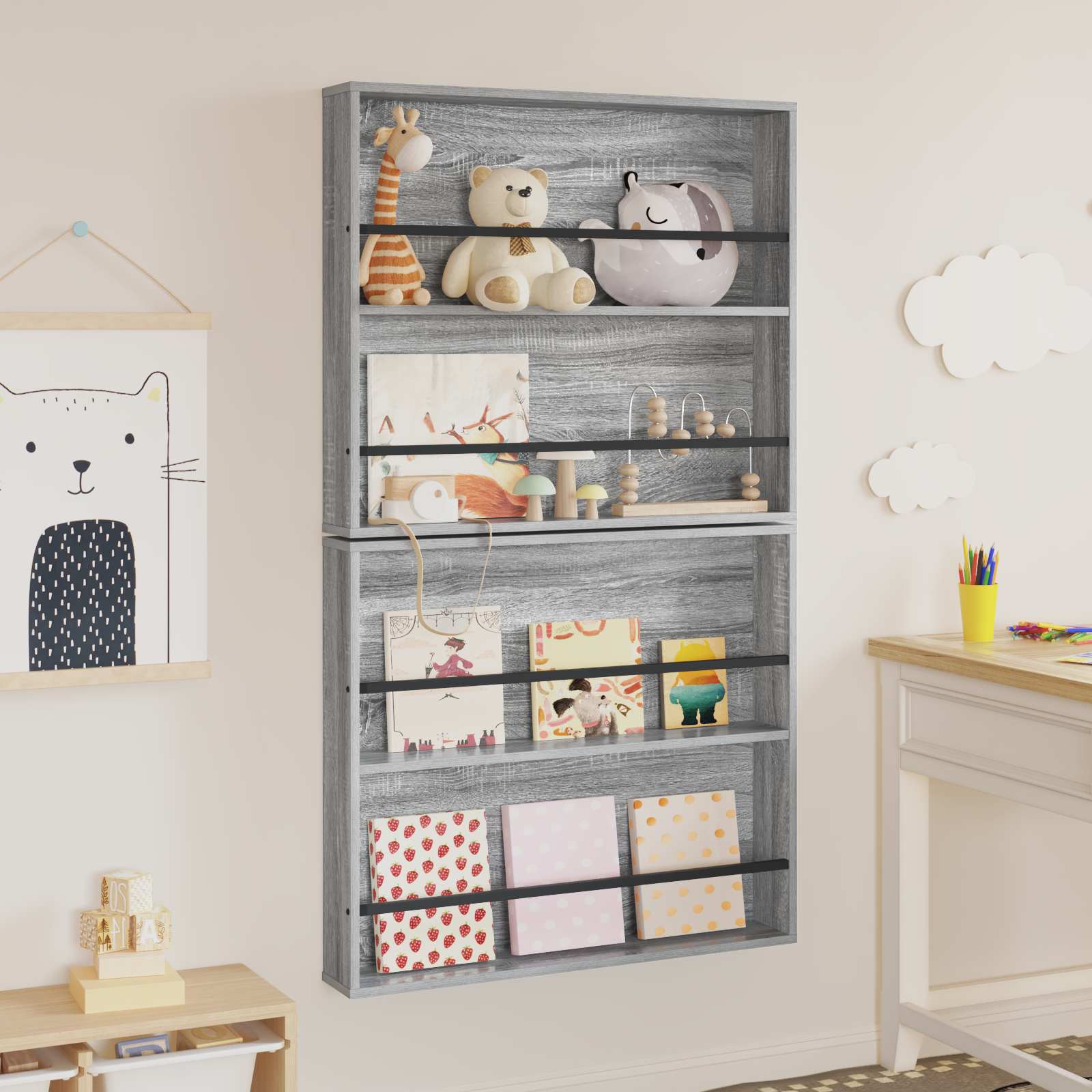 Étagère à magazines 2 pc Gris Sonoma 80 x 12 x 70 cm - XIOS