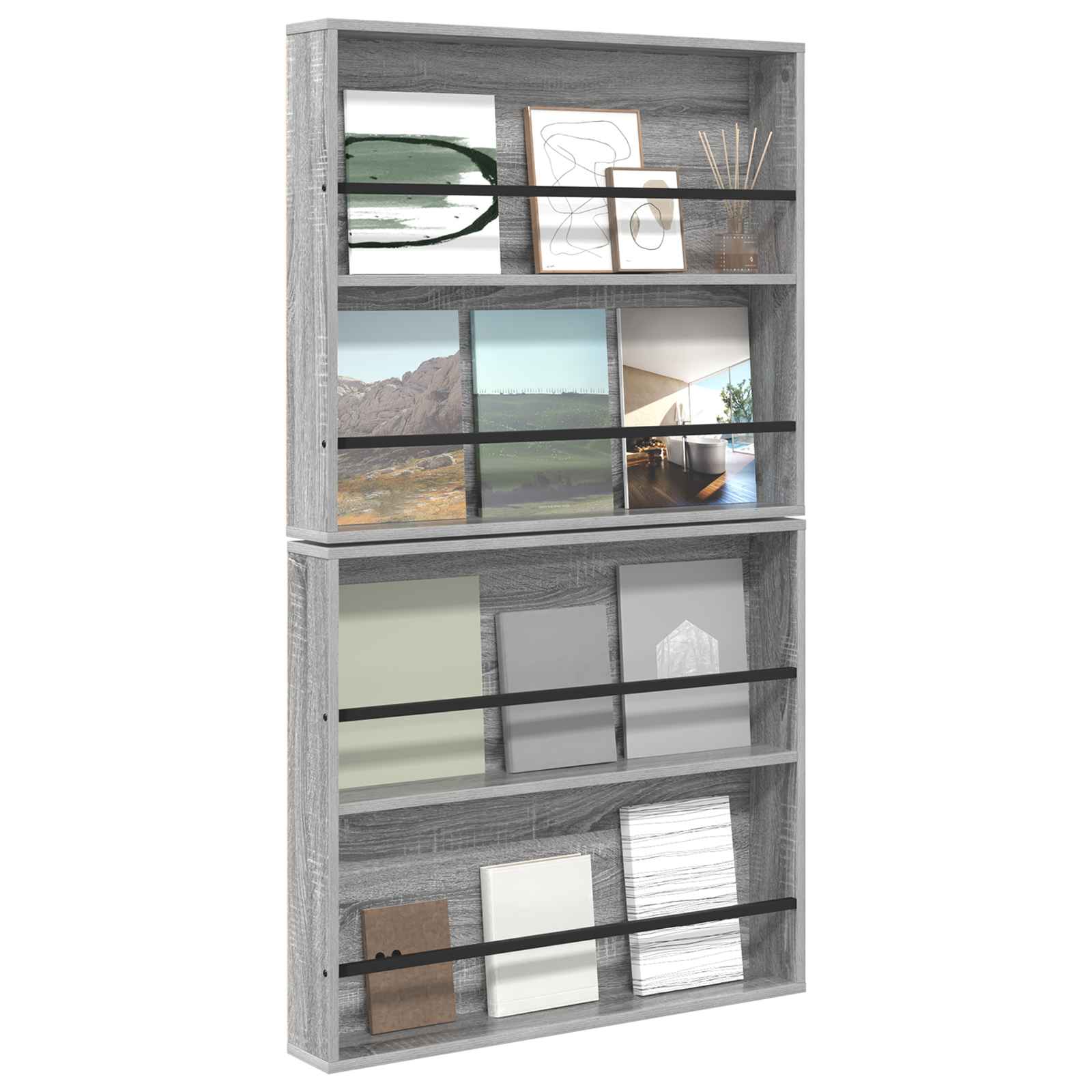 Étagère à magazines 2 pc Gris Sonoma 80 x 12 x 70 cm - XIOS
