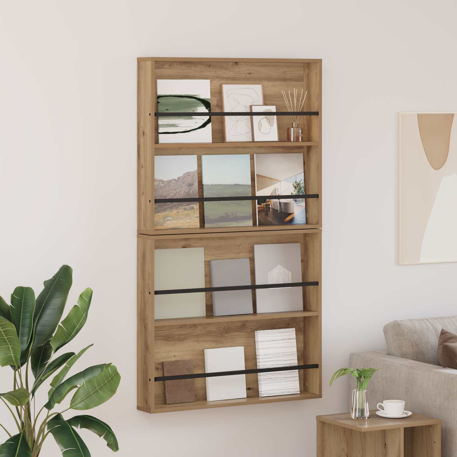 Étagère à magazines 2 pc Chêne artisanal 80 x 12 x 70 cm - XIOS