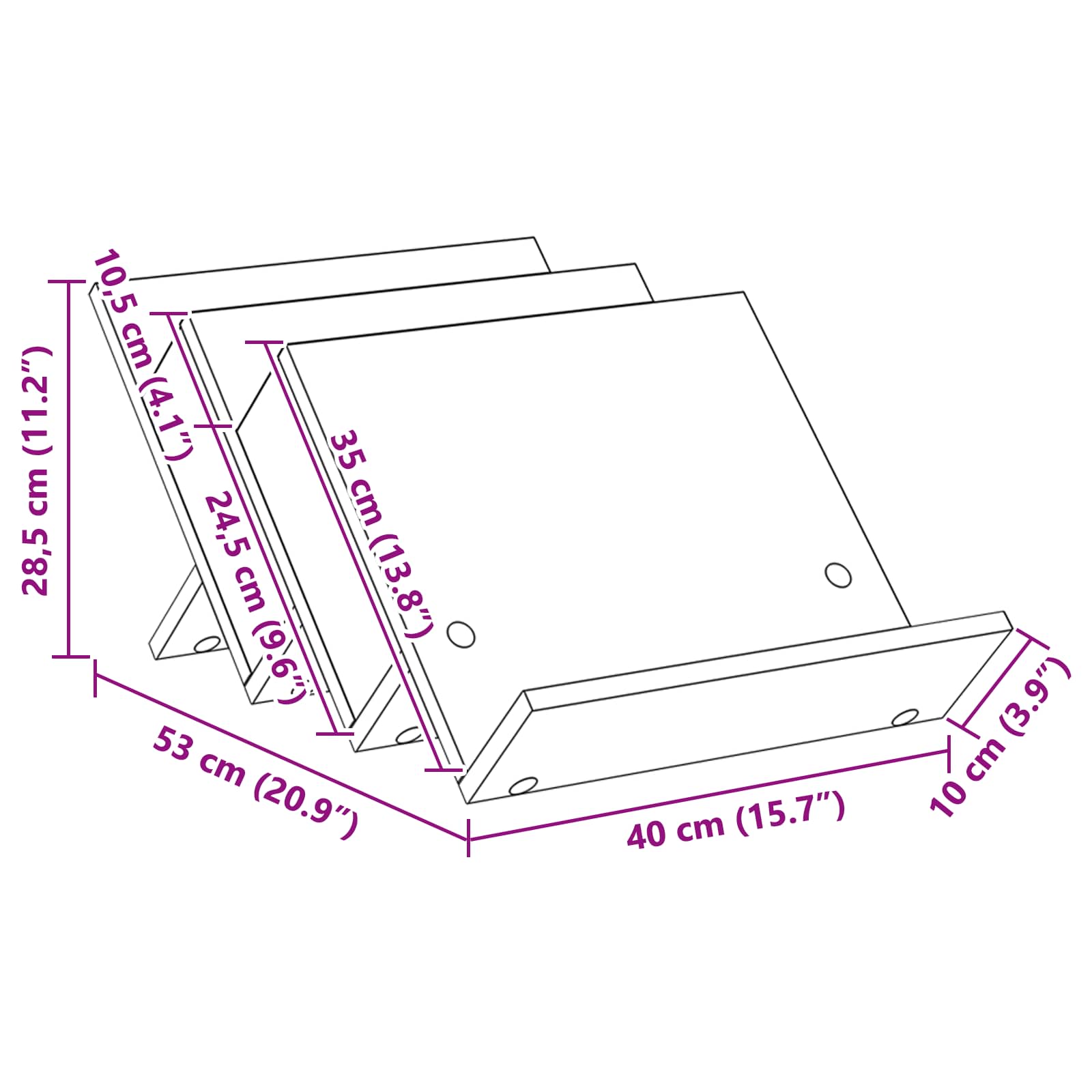 Étagère à magazines avec étagère Chêne fumé 53 x 40 x 28,5 cm - XIOS