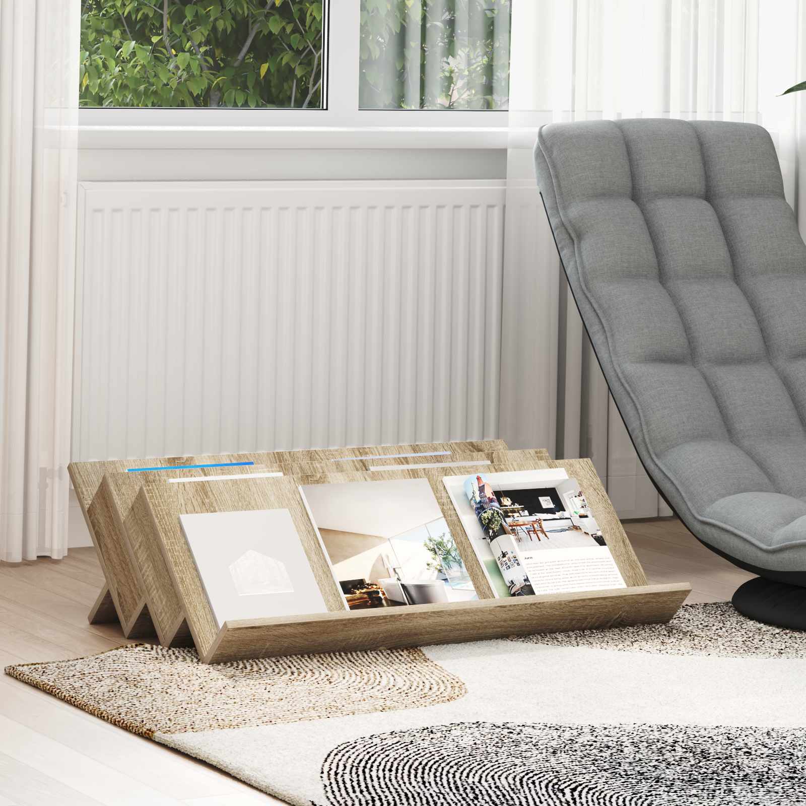 Étagère à magazines avec étagère Chêne Sonoma 90 x 53 x 28,5 cm - XIOS