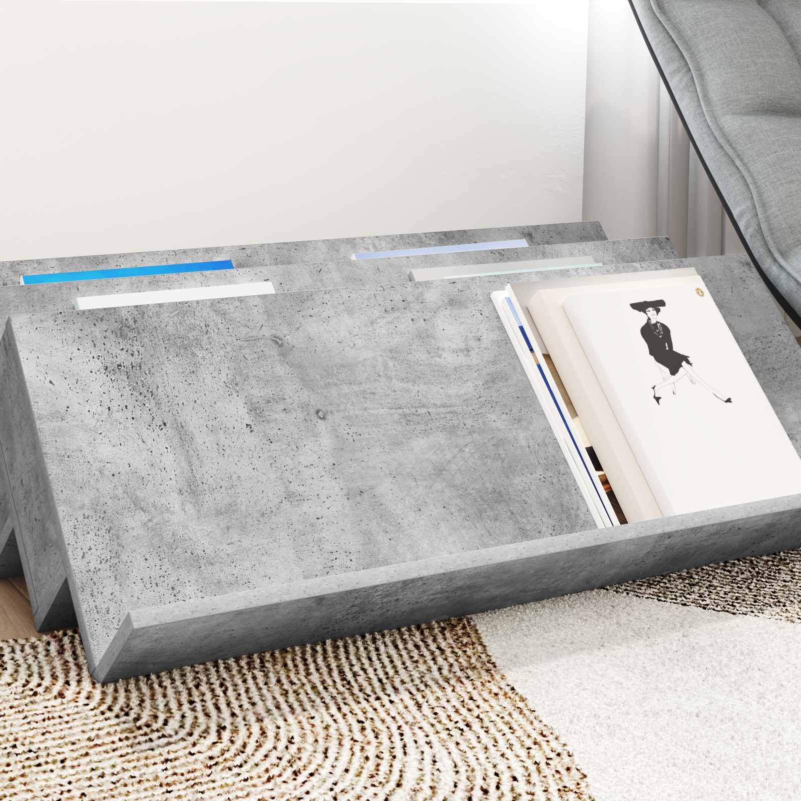 Étagère à magazines avec étagère Gris Béton 90 x 53 x 28,5 cm - XIOS