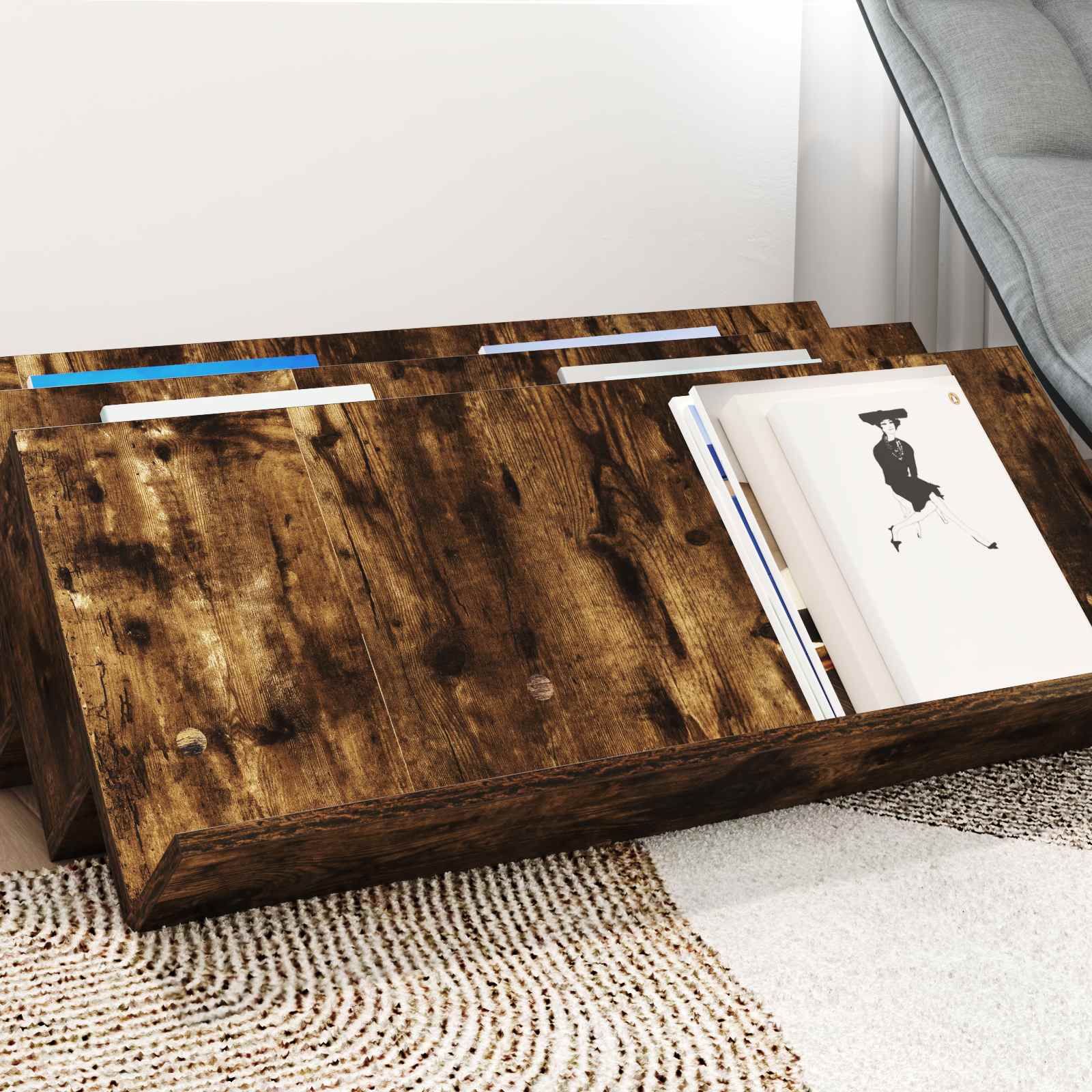 Étagère à magazines avec étagère Chêne fumé 90 x 53 x 28,5 cm - XIOS
