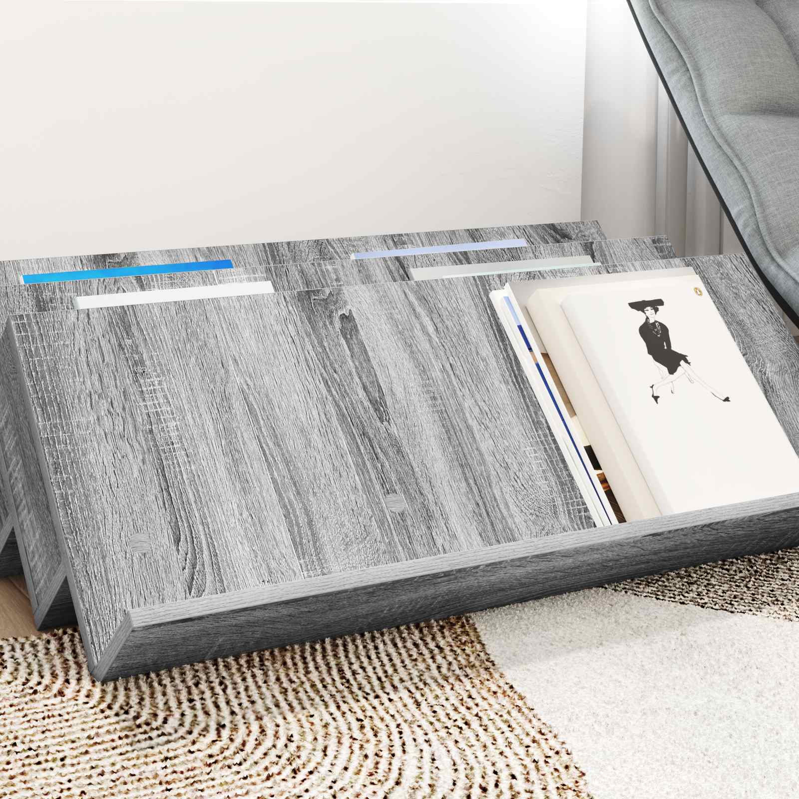 Étagère à magazines avec étagère Gris Sonoma 90 x 53 x 28,5 cm - XIOS