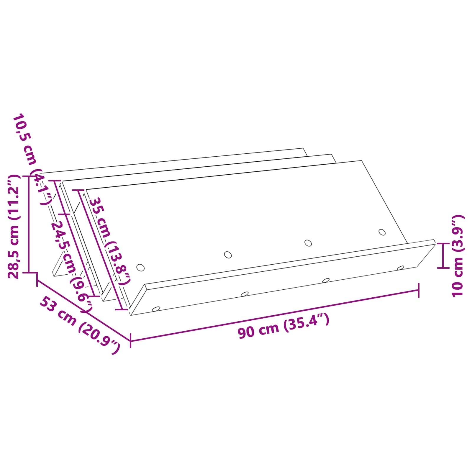 Étagère à magazines avec étagère Gris Sonoma 90 x 53 x 28,5 cm - XIOS