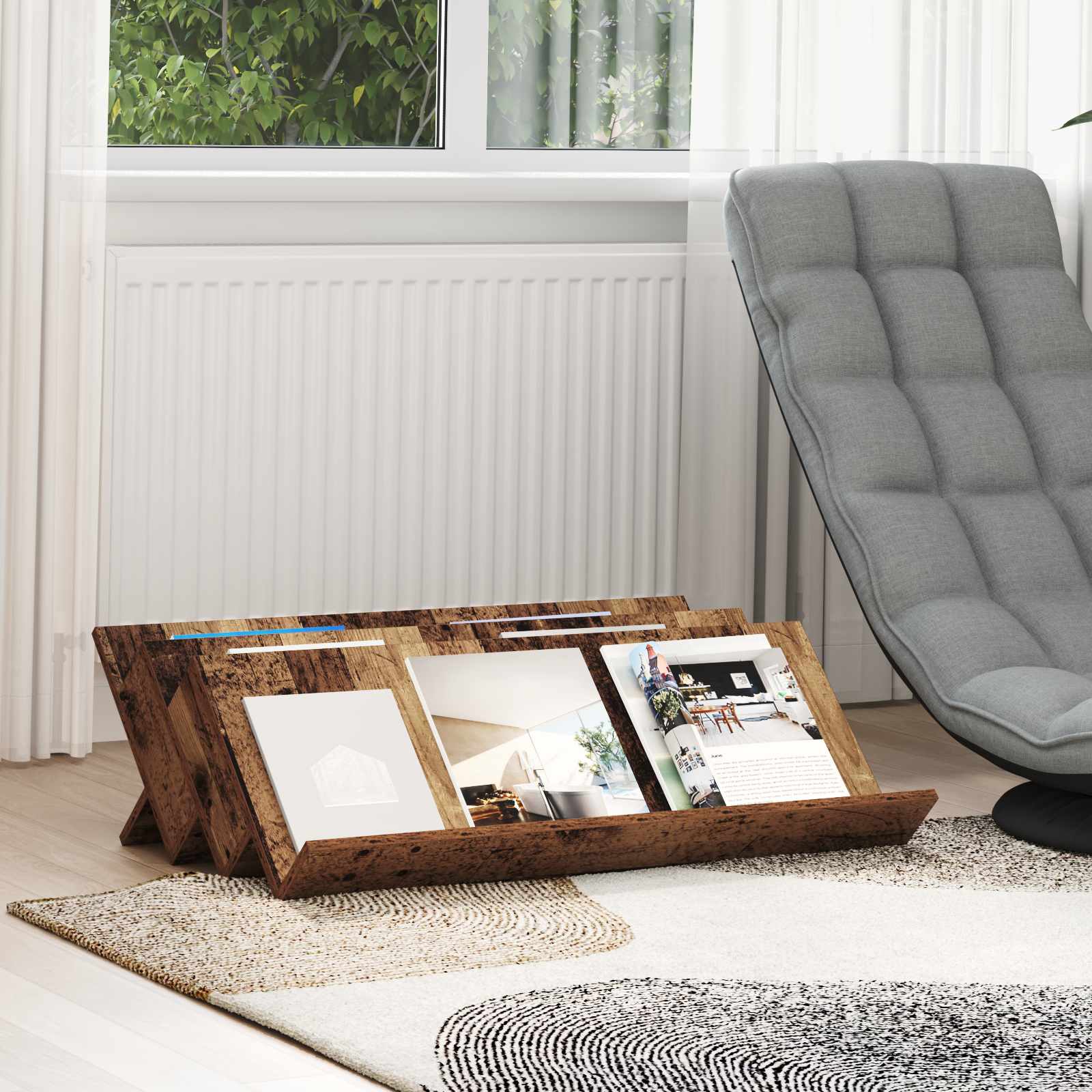 Étagère à magazines avec étagère Bois ancien 90 x 53 x 28,5 cm - XIOS