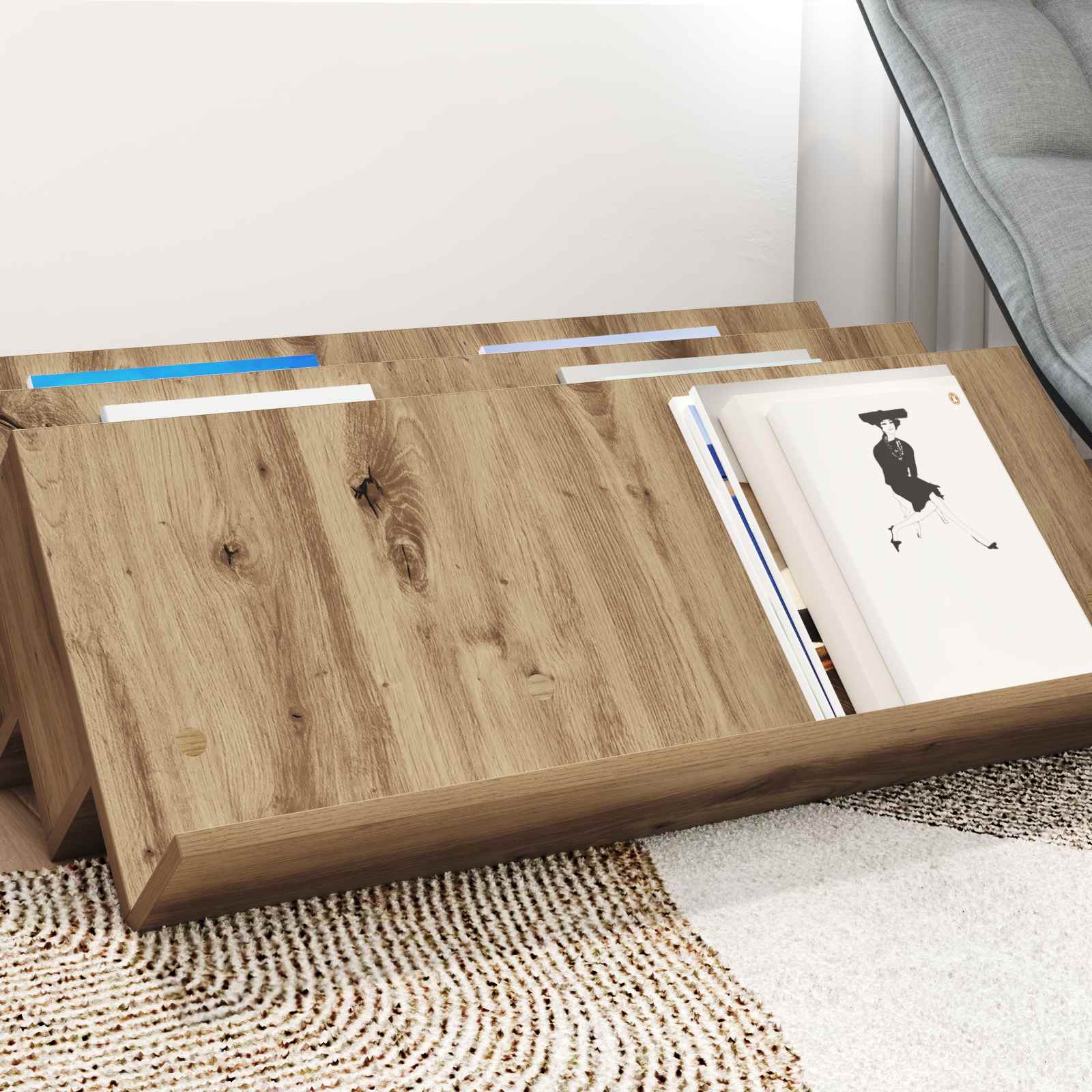 Étagère à magazines Chêne artisanal 90 x 53 x 28,5 cm - XIOS