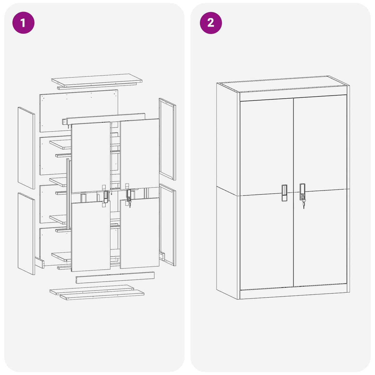 Armoire de rangement Rose 80 x 40 x 140 cm Acier