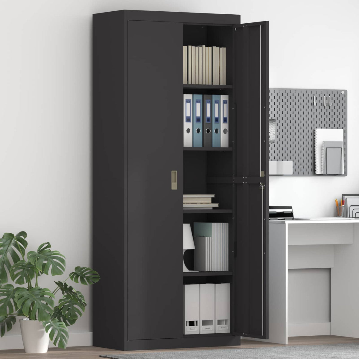 Armoire de rangement Noir 80 x 40 x 200 cm Acier