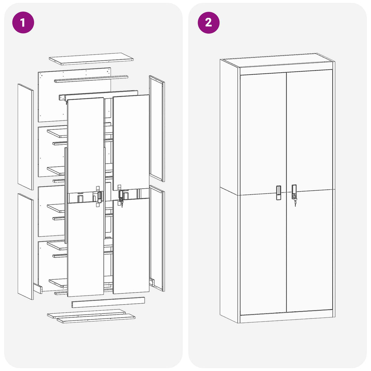 Armoire de rangement Rose 80 x 40 x 200 cm Acier