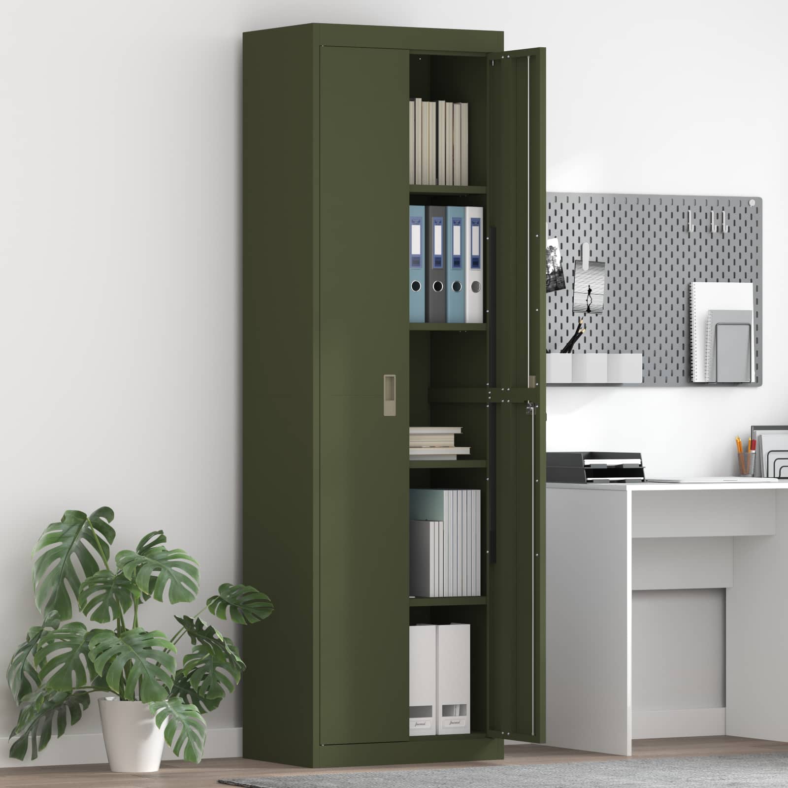 Armoire de rangement 2 pcs Vert olive 60 x 40 x 200 cm Acier - XIOS