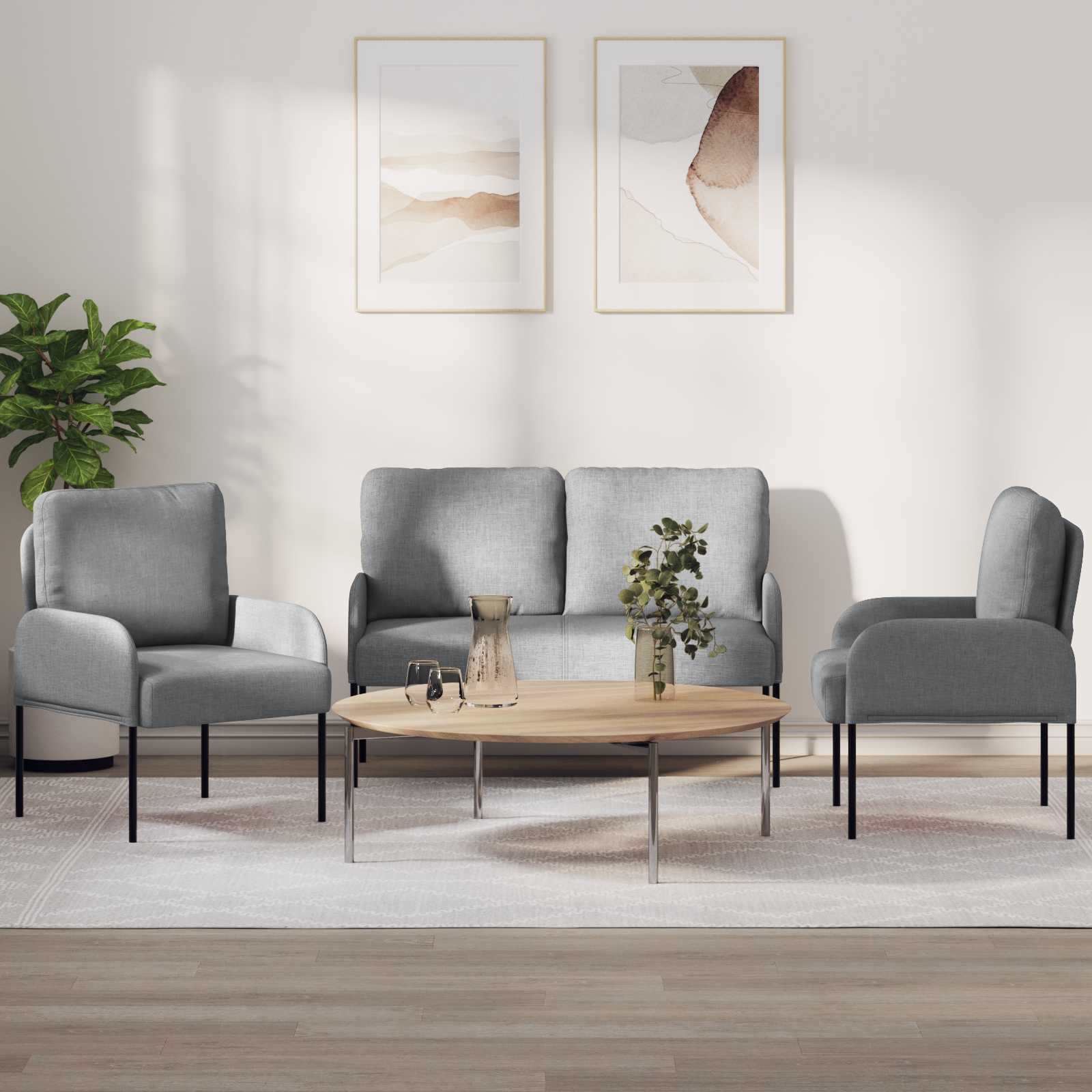 Ensembles de canapés 3 pcs Gris clair 115 x 56 x 80 cm - XIOS
