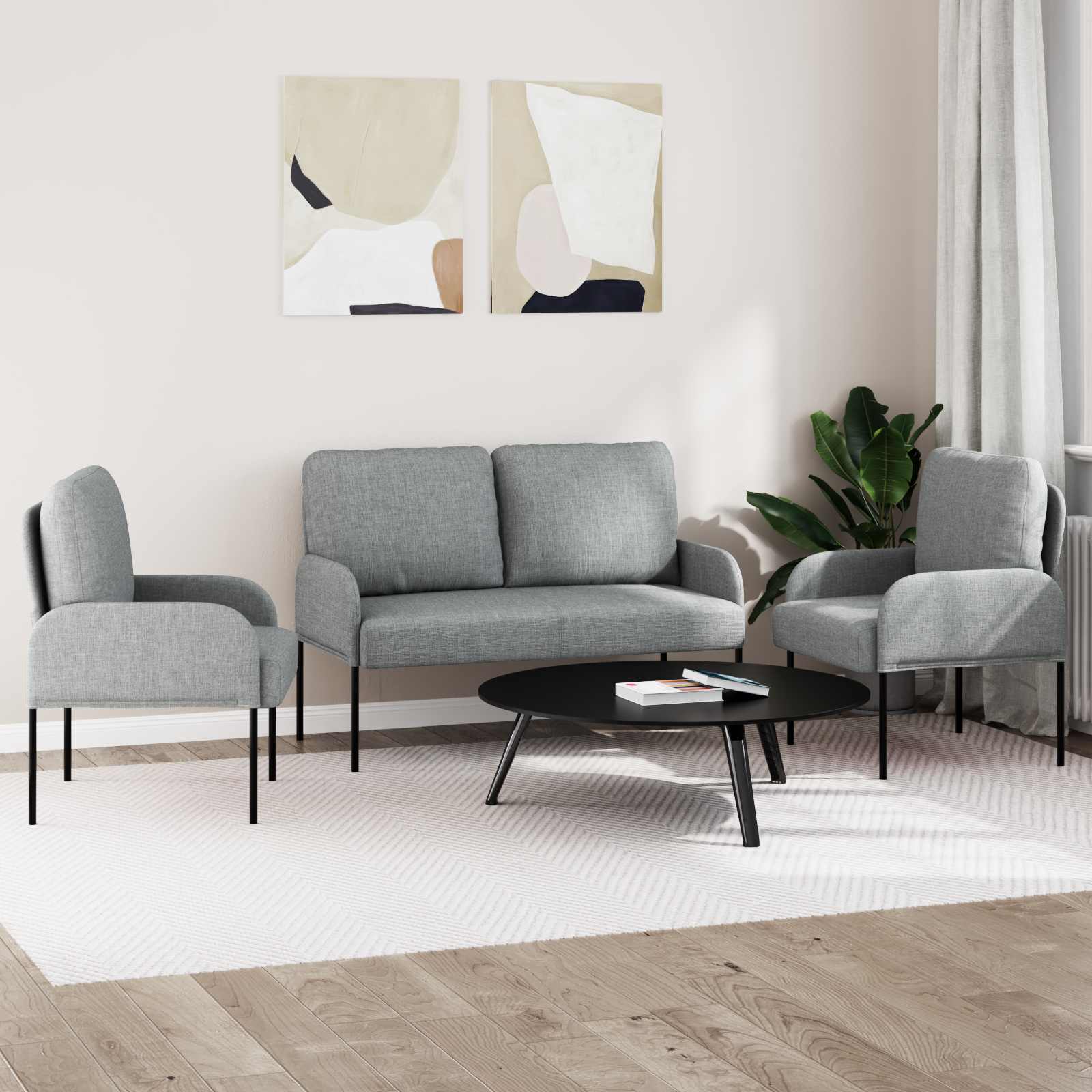 Ensembles de canapés 3 pcs Gris clair 115 x 56 x 80 cm - XIOS