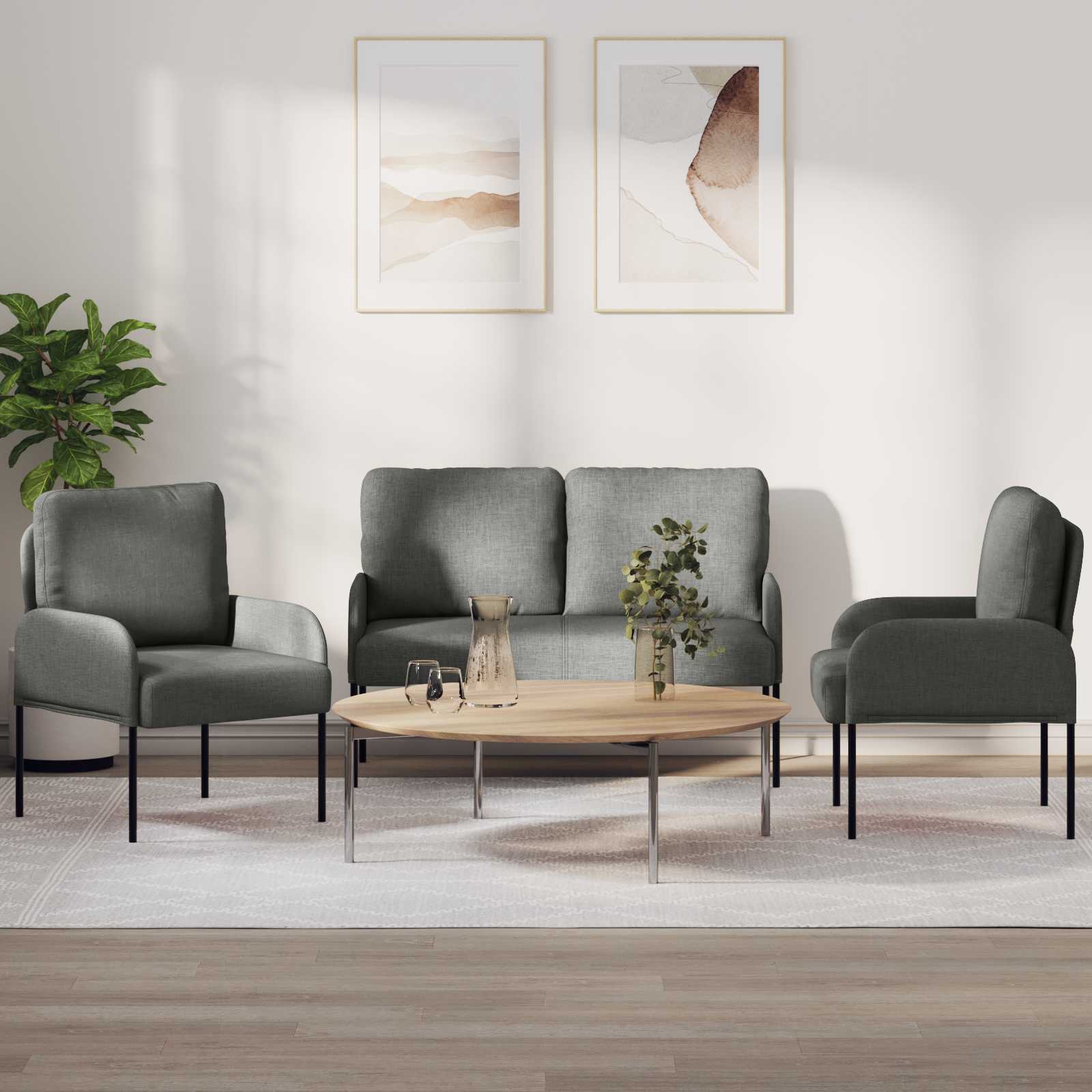Ensembles de canapés 3 pcs Gris foncé 115 x 56 x 80 cm - XIOS