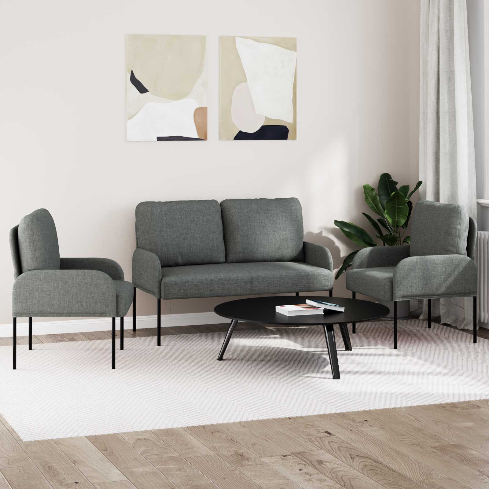 Ensembles de canapés 3 pcs Gris foncé 115 x 56 x 80 cm - XIOS