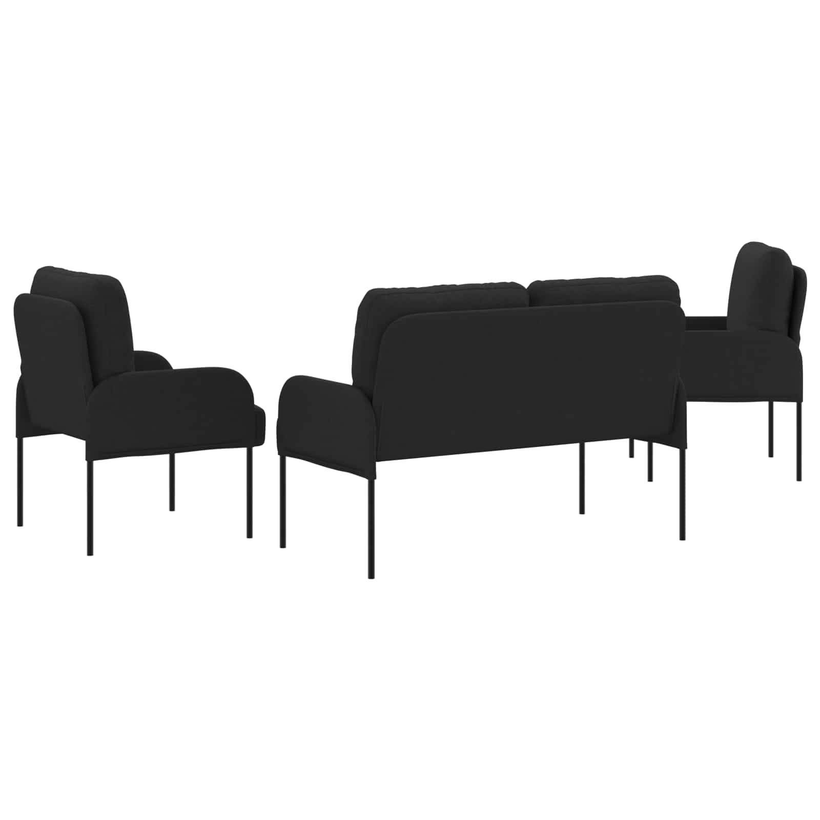Ensembles de canapés 3 pcs Noir 115 x 56 x 80 cm Contreplaqué - XIOS