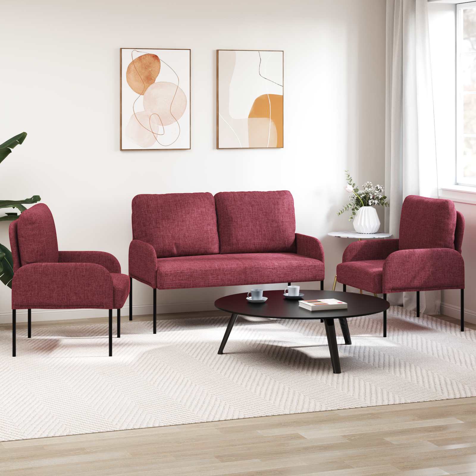 Ensembles de canapés 3 pcs Bordeaux 115 x 56 x 80 cm - XIOS