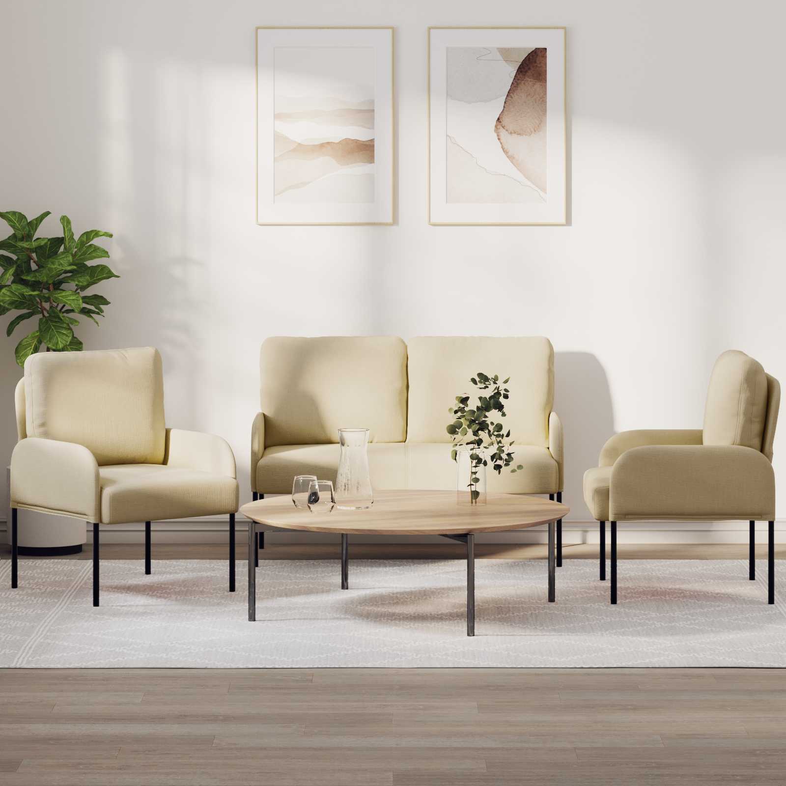 Ensembles de canapés 3 pcs Crème 115 x 56 x 80 cm Contreplaqué - XIOS