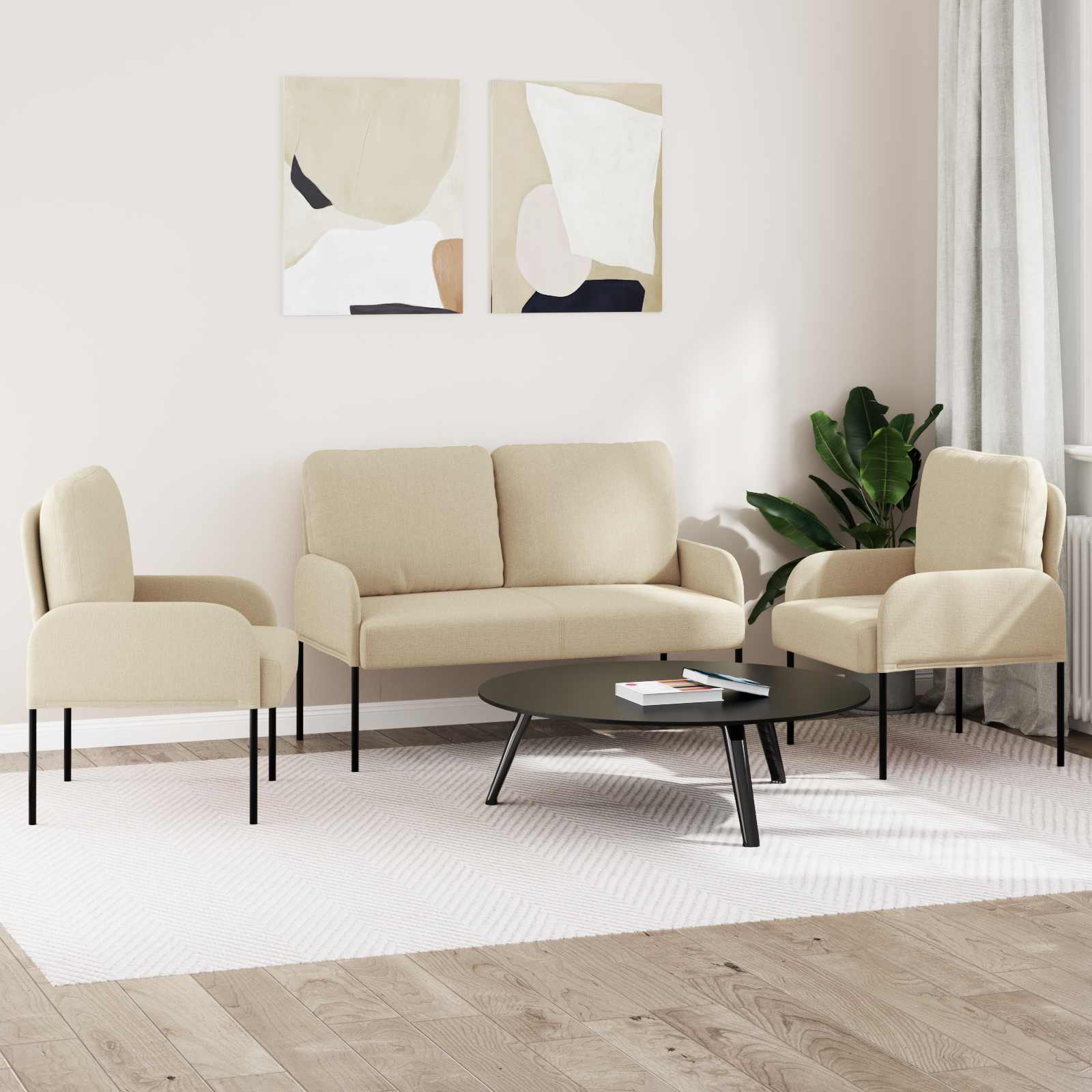 Ensembles de canapés 3 pcs Crème 115 x 56 x 80 cm Contreplaqué - XIOS