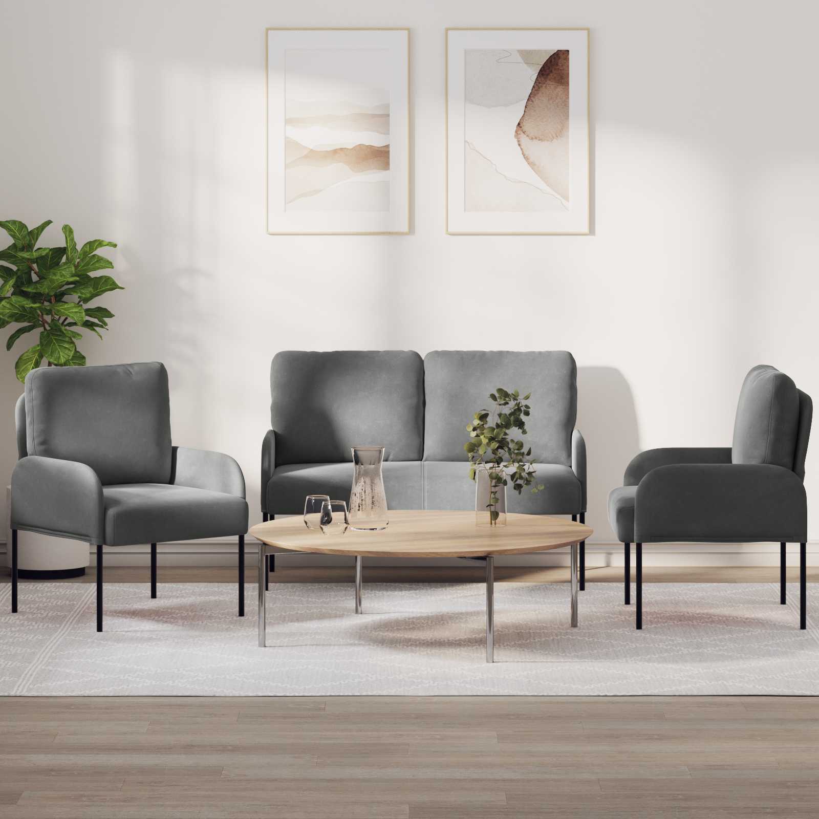 Ensembles de canapés 3 pcs Gris foncé 115 x 56 x 80 cm - XIOS