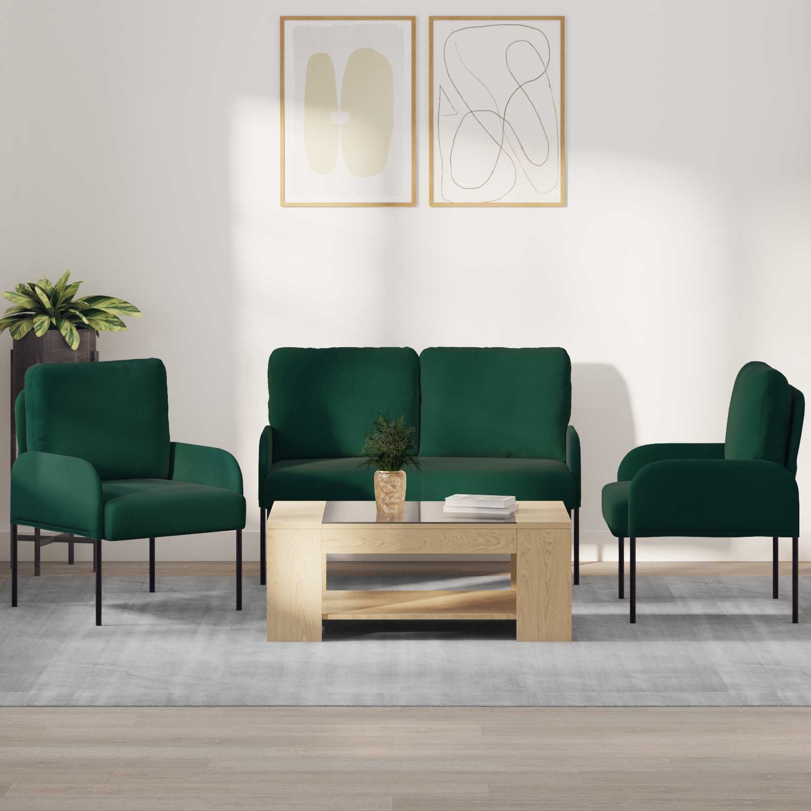 Ensembles de canapés 3 pcs Vert foncé 115 x 56 x 80 cm - XIOS