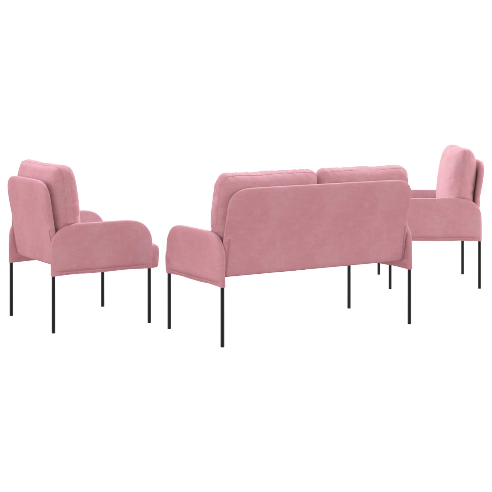 Ensembles de canapés 3 pcs Rose 115 x 56 x 80 cm Contreplaqué - XIOS