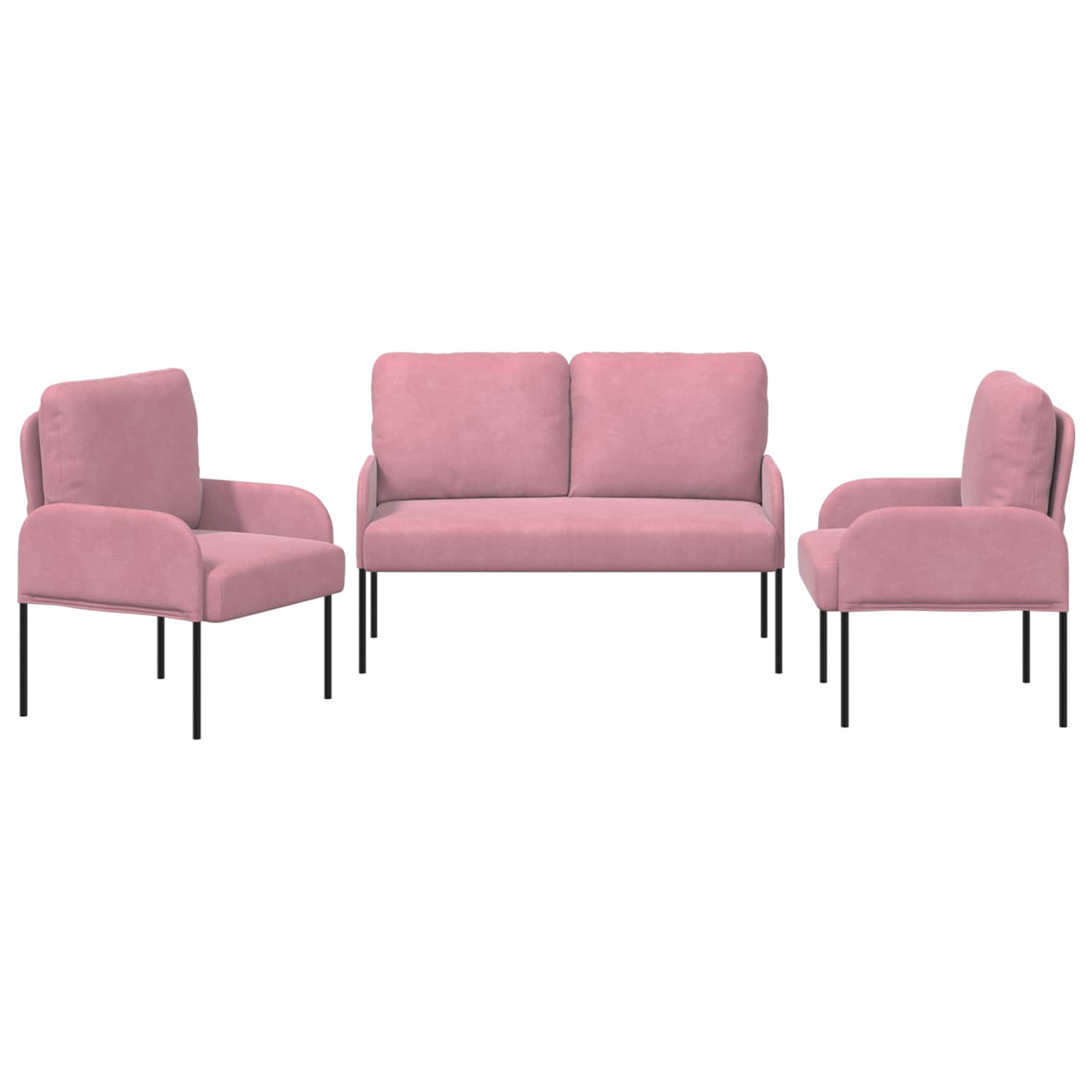 Ensembles de canapés 3 pcs Rose 115 x 56 x 80 cm Contreplaqué - XIOS